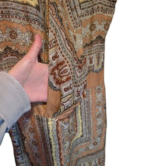 Zara Moraccan 100% Mulberry Silk XS Mini Dress Bohemian Earthcore Retro Y2K - Picture 3 of 8